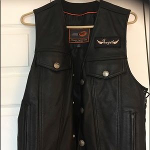 Leather biker vest Sz small